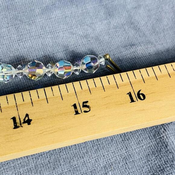 Vintage 1950s Mid Century Choker Necklace Clear Crystal Beads Adjustable Length - Picture 7 of 8